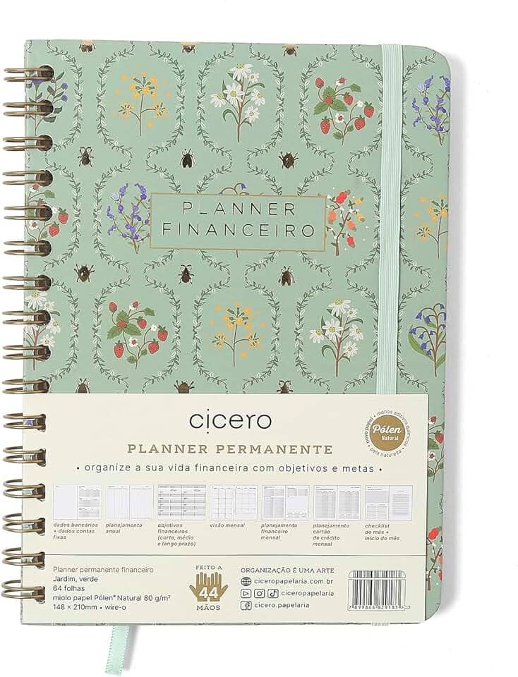 PLANNER PERMANENTE WIRE-O JARDIM FINANCEIRO A5 VERDE