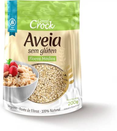 Aveia sem glúten flocos médios Cereal Crock 200g