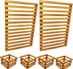 Jardim Vertical Madeira 60 x 40 2 Unid + 4 Cachepots