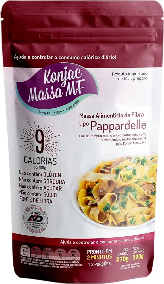 Konjac Massa MF Macarrão Sem Glúten Tipo Pappardelle Vegano Konjac 270G