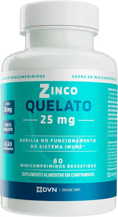 Zinco Quelato 25 mg 60 Cápsulas - DVN Pharma - Antioxidante e Imunidade
