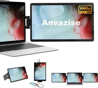 Anvazise Extensor De Monitor De Laptop,14.1 inch Monitor portátil Duas Telas 1920 × 1080 FHD IPS USB C/HDMI portátil, suporte de capa incluído, Plug and Play,para Laptop notebook (14inch)