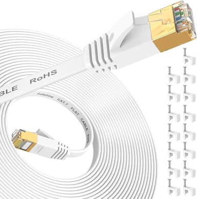 Cabo Ethernet de 7,6 m, suporta cabo Ethernet longo de design plano Cat 8/Cat 7, cabo de rede RJ45 blindado para roteadores, PS4, compatível com versões anteriores com Cat 6e/Cat6/Cat 5e/Cat5