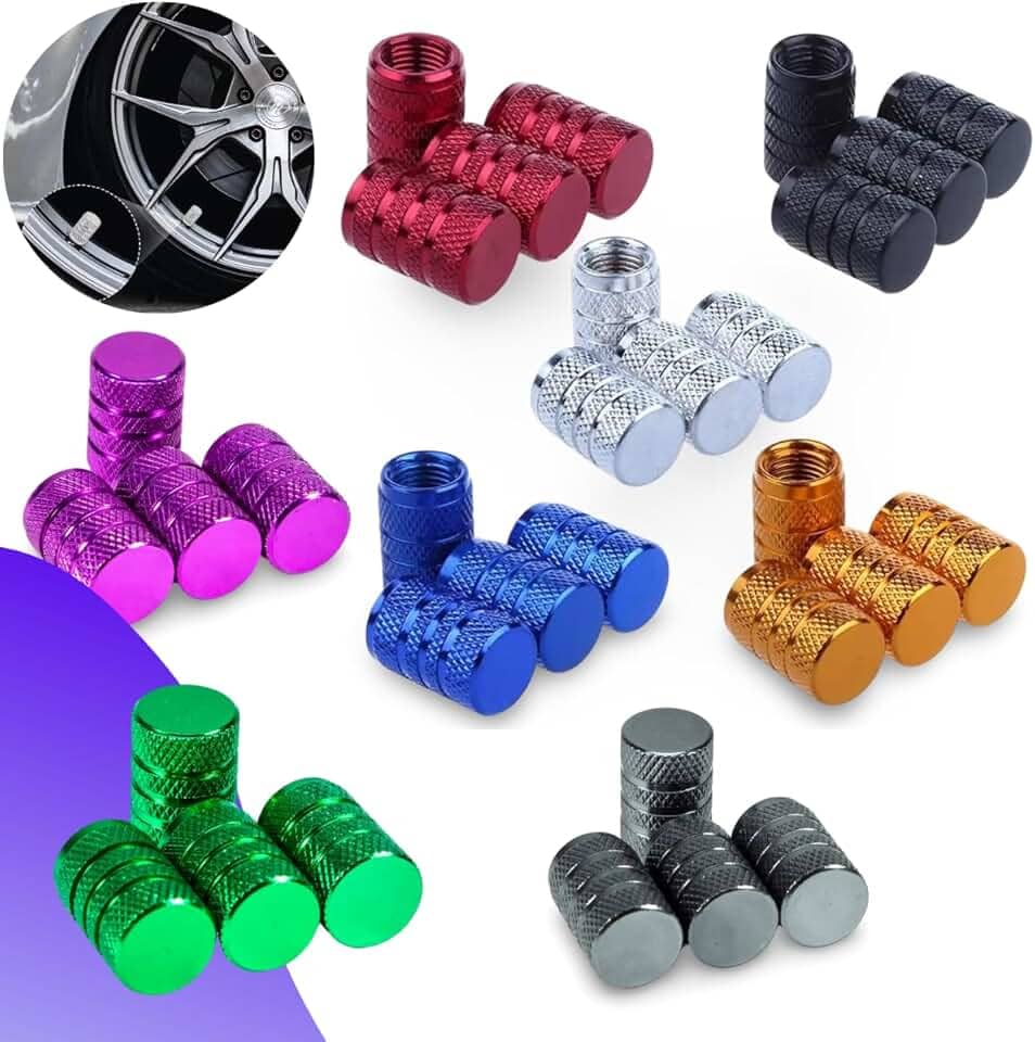 kit 4 Tampinha Tampas Da Válvula Do Pneu Universal Capa Automotiva Bico De Carro De Metal Alumínio Caminhão Carro Biquinho Moto Bicicleta Bike Premium DAFALUI (Lilás)