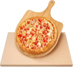 GDHSWJ Pedra De Pizza Para Forno, Com Pá Madeira Descascar Pizza, Grande Assar Pão, Torta, Churrasqueira, Forno 15 X 12 Polegadas