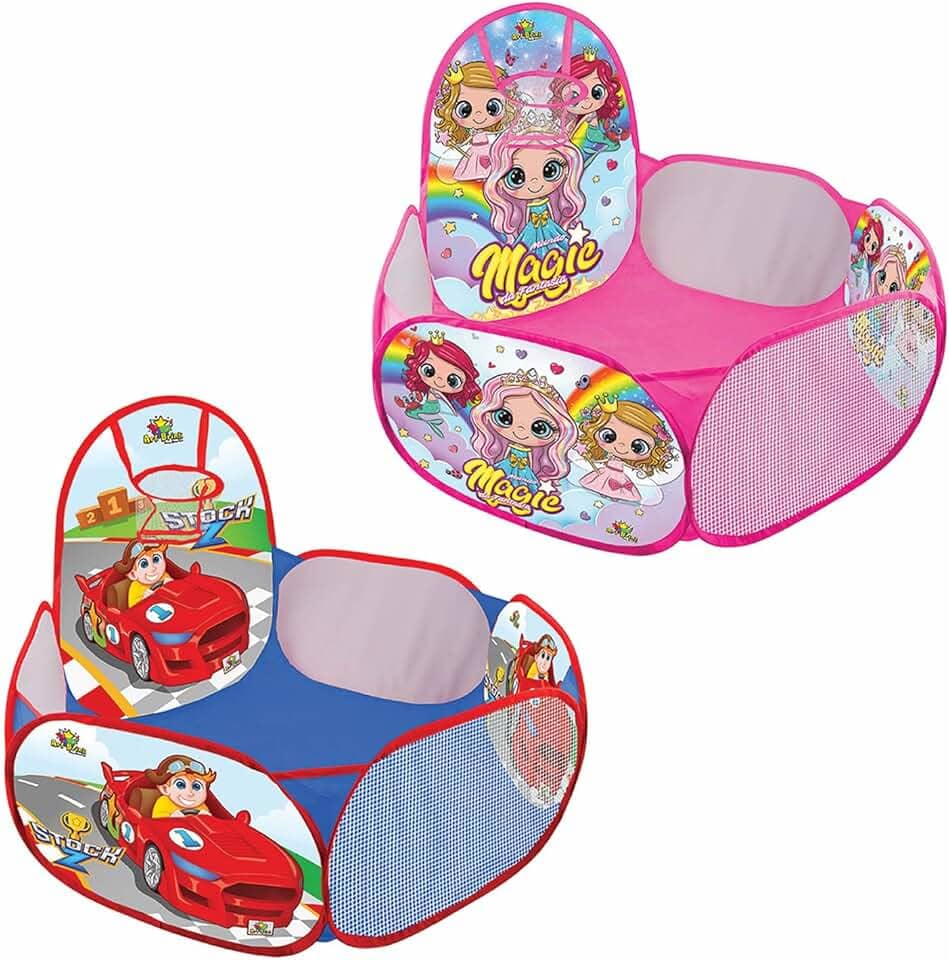 Piscina De Bolinhas Com Cesta de Basquete Barraca com Cesta Cercado Chiqueirinho Dobrável Portátil Linha Premium M5 Armarinhos (Azul)