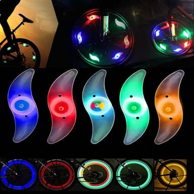 5 peças de luz LED colorida para roda de bicicleta, à prova d'água, fácil instalação, luzes de LED com 3 modos, para decoração de raio de bicicleta, segurança e aviso à noite