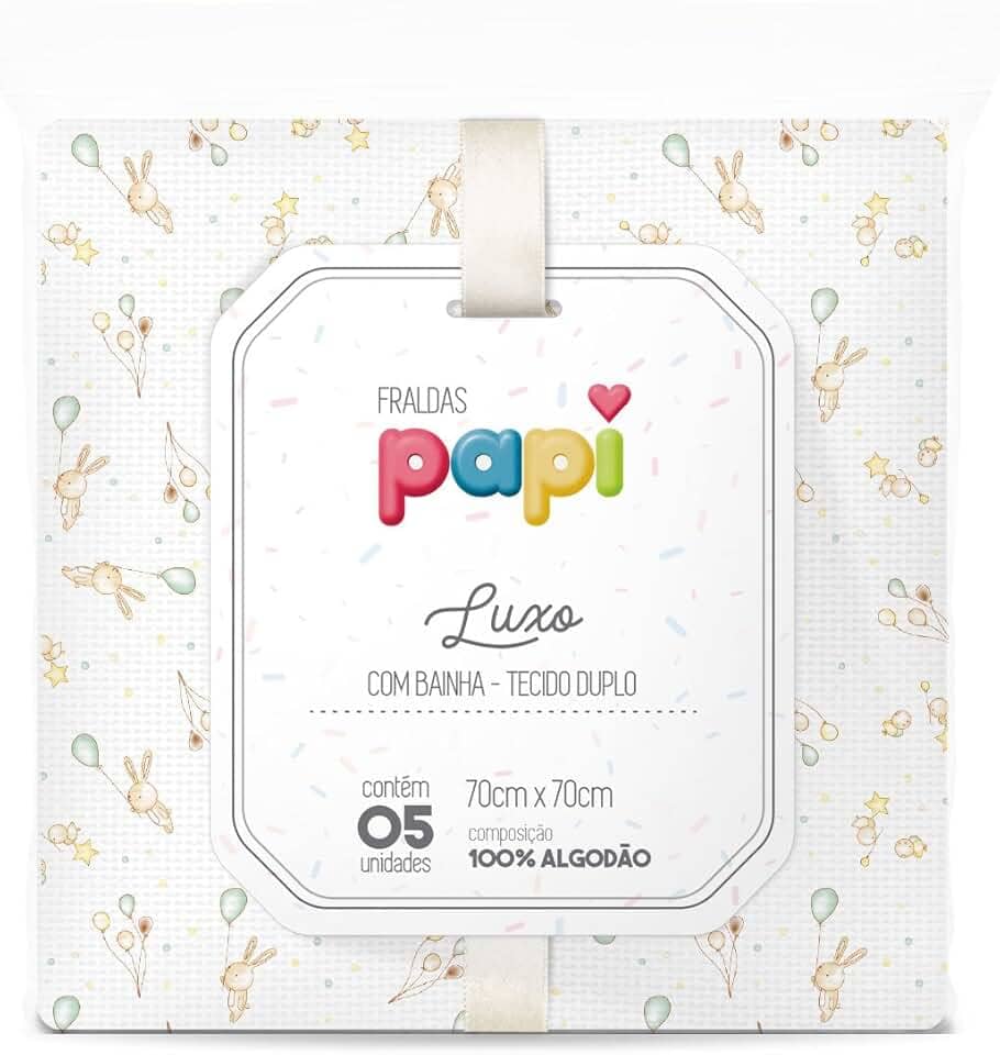 Papi Textil Fralda Papi Luxo C/ Bainha Estampada 70Cm X 67Cm Contem 05 Unidades