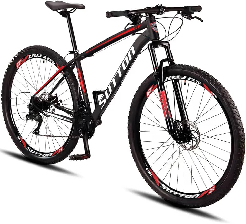 Bicicleta Aro 29 Sutton Gold 24V Freio a Disco Quadro de Alumínio 24 Marchas com Suspensão