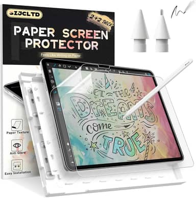 [Pacote com 2] Protetor de tela de papel para iPad Pro 11 polegadas 2025/2024 + [2 unidades] Dicas de substituição para Apple Pencil, filme PET texturizado de papel fosco antirreflexo para