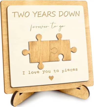 MAMAGIFTREE Presentes Românticos De 2 Anos Aniversário Para Namorado, Namorada, Placa Lembrança Rústica Madeira, Decoração Casa, Algodão, 2º Casamento, Ele, Ela, Placa.