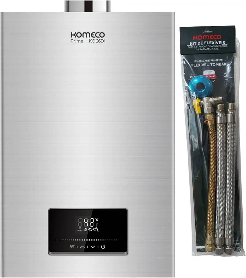 Komeco, AQUECEDOR DE ÁGUA A GÁS KOMECO KO 26 DI PRIME WIFI 26 LITROS GÁS GN E KIT LIGAÇÃO Voltagem:110V/220V