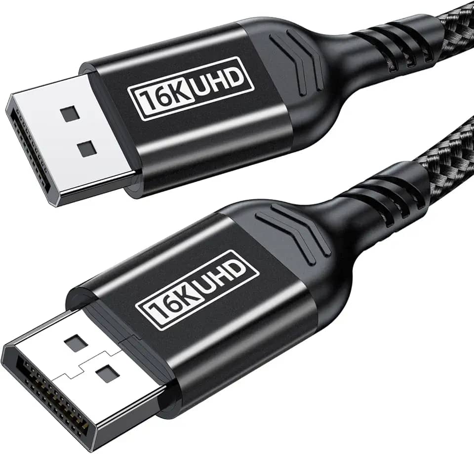 Cabo DisplayPort 16K 2.1, DP 2.1 80Gbps Cabo 3,3FT suporta 16K @60Hz, 10K@60Hz, 8K@120Hz HBR3 4K@240Hz 165Hz 144Hz 60Hz, HDCP DSC 1.2a, HDR10 FreeSync G-Sync para placa de vídeo de monitor de jogos