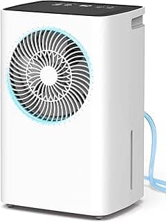 Desumidificador de Ar 6L/Dia com Controle Inteligente, Botão de Toque, Temporizador 24H, 2L Tanque, Drenagem Contínua ou Manual, Degelo Automático, Ideal para Casa e Escritório até 120m²