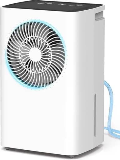 Desumidificador de Ar 6L/Dia com Controle Inteligente, Botão de Toque, Temporizador 24H, 2L Tanque, Drenagem Contínua ou Manual, Degelo Automático, Ideal para Casa e Escritório 220V