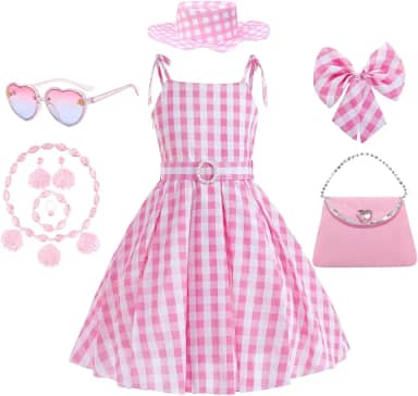 Fantasia rosa para meninas de Halloween do filme de boneca com acessórios