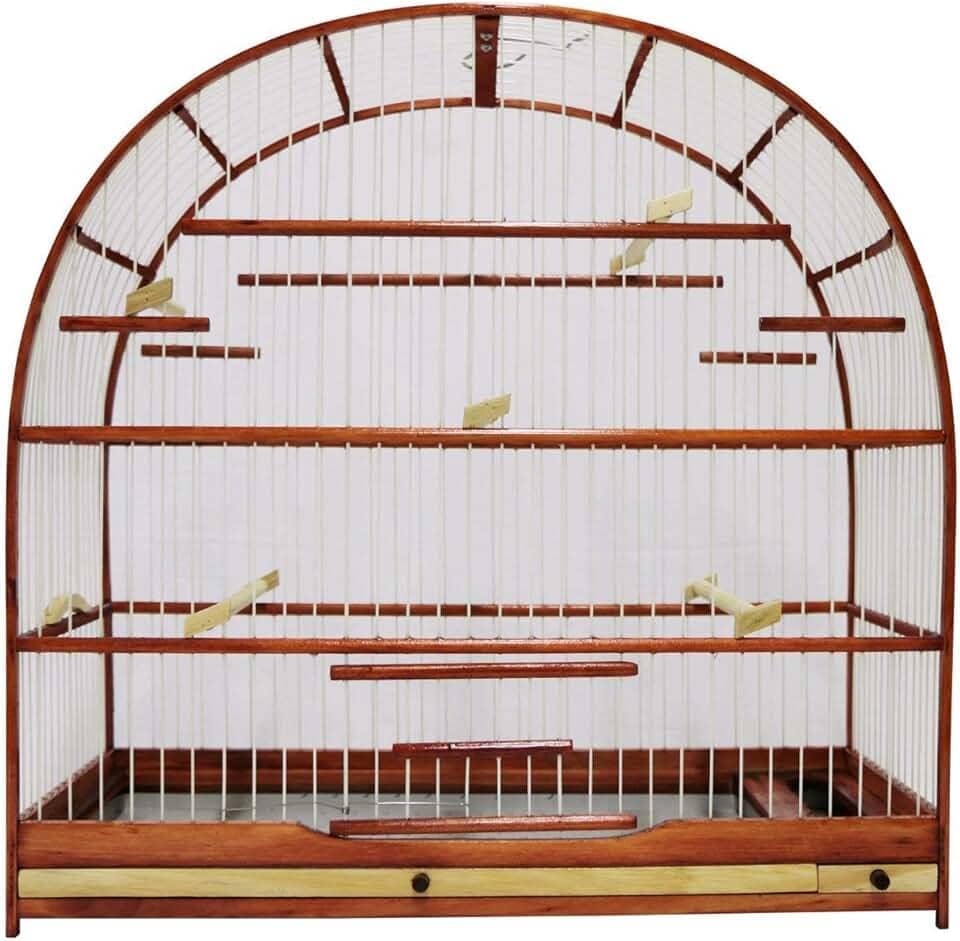 Gaiola Passarinho Em Madeira - Pássaro Curió Mogno