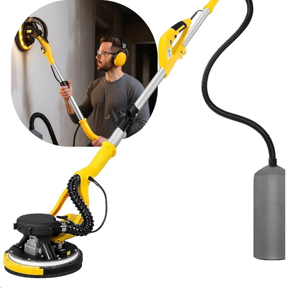 Lixadeira de Teto e Parede 850W Telescópica com LED e Sucção Automática - Alta Potência e Acabamento Profissional - Pratiarejo® (Preto 220v)