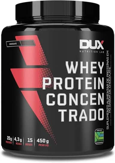 Whey Protein Concentrado Chocolate Pote 450g – Contribui para o Ganho Muscular Hipertrofia – Dux Human Health