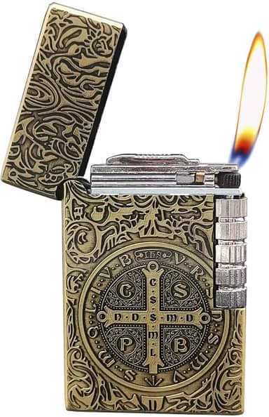 Isqueiro Constantine, Isqueiro de trincheira de roda lateral exclusivo, acendedor de fogo macio de butano recarregável para homens pai marido colecionar presente (butano não incluído) (Bronze)