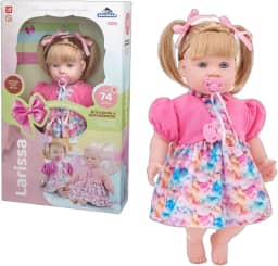 Boneca Larissa Fala 74 Frases 50cm Chupeta Brinquedo Menina