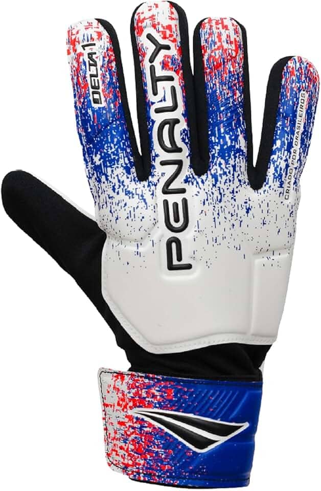 Luva de Goleiro Penalty Adulto Delta 1 Para Todos os Pisos Cor:Branco+Azul;Tamanho:10;Gênero:Unissex