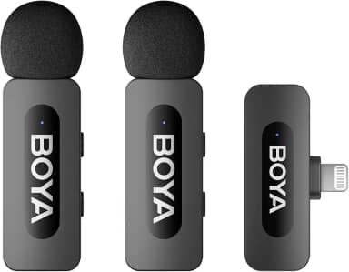 BOYA BY-V2 Microfone de lapela sem fios para iPhone iPad, Mini microfone de lapela externo omnidirecional para iPhone Microfone de lapela Lightning para gravação de vídeo Podcast YouTube Live Stream