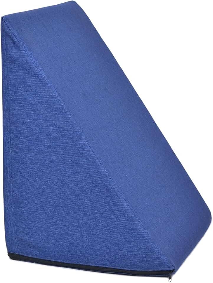 Travesseiro Triangular Espuma Encosto Adulto Apoio Costas Repouso Leitura Cor:Azul