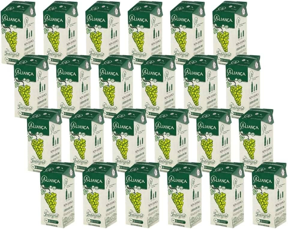 100% Suco Integral De Uva Branco Sem Adição Açúcar - Fardo Com 24 Und 200ml Caixinha Canudinho Lanche Merenda Escolar - Aliança
