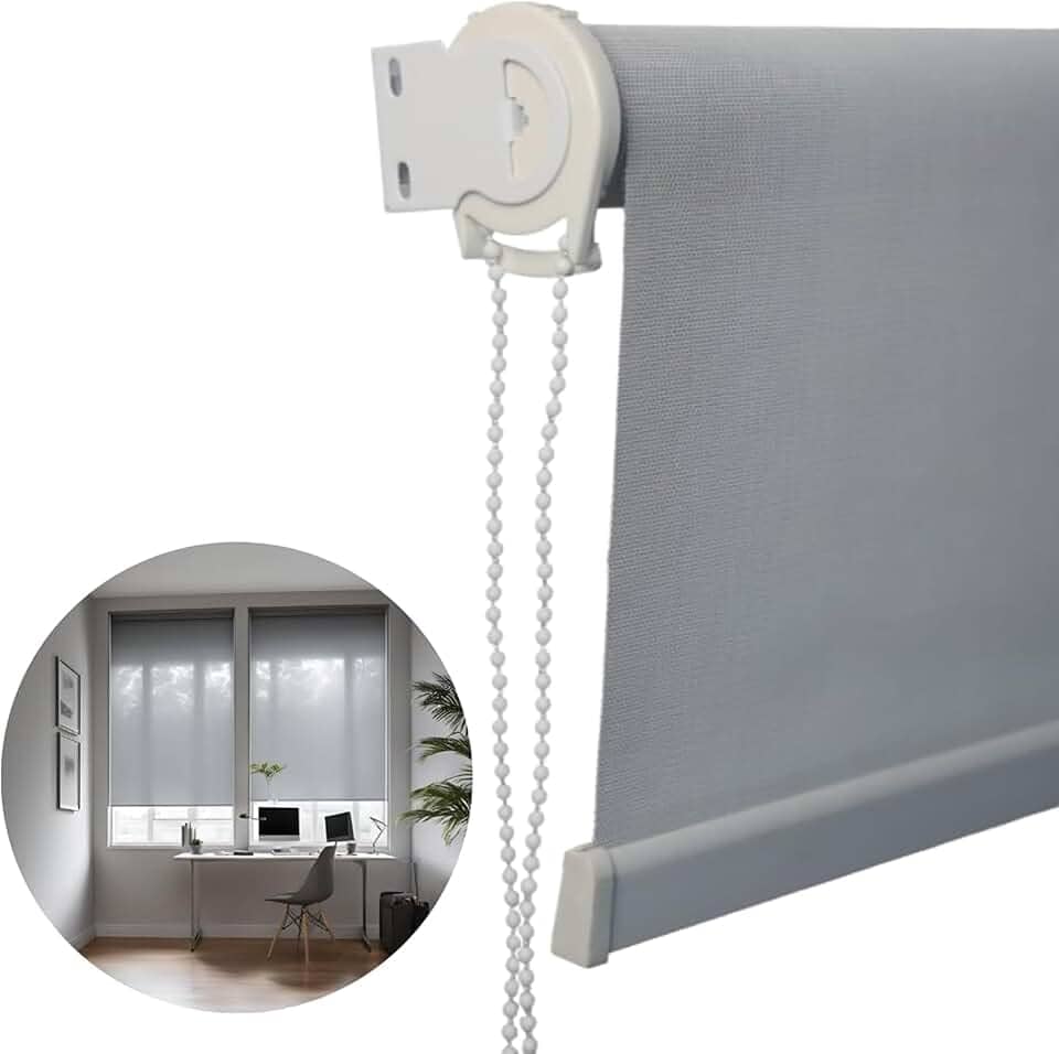 Atlas - Persiana Rolo de Tela Solar de Trama Intermediária de 3%, Tamanho de 80x160cm, Cor Cinza