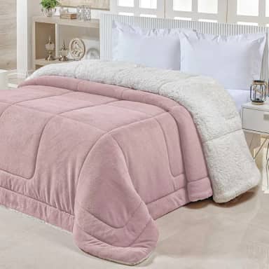 Cobedrom Casal Queen Sherpa Edredom Pele de Carneiro Cobertor Dupla Face (Rosê)