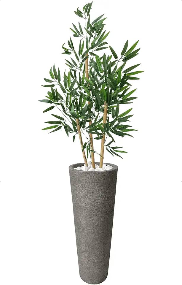 Bambu Artificial Cozinha Vaso Grafiato Alto Decoração (Grafiato Cinza)