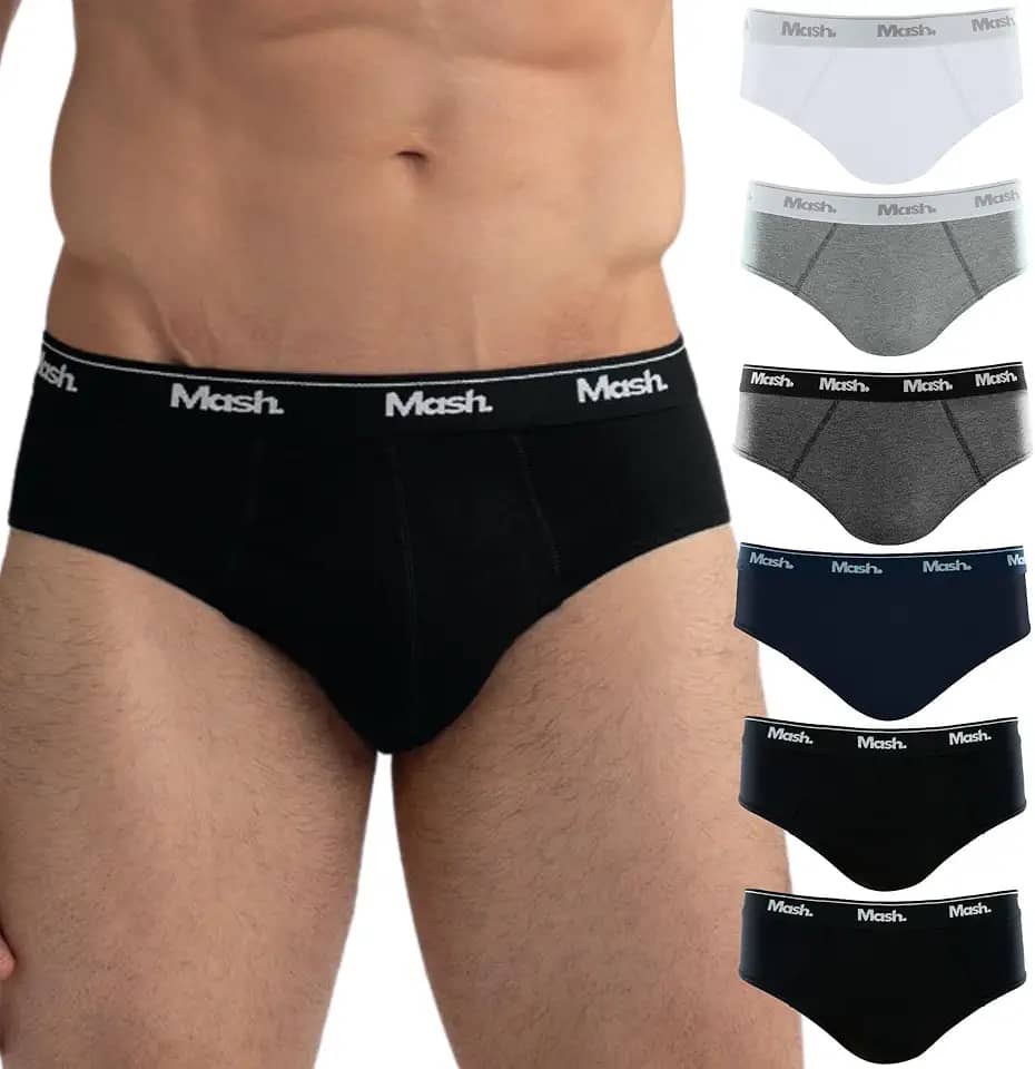 Kit 6 Cuecas Mash Slip Algodão Cotton Hipoalergênica Masculina