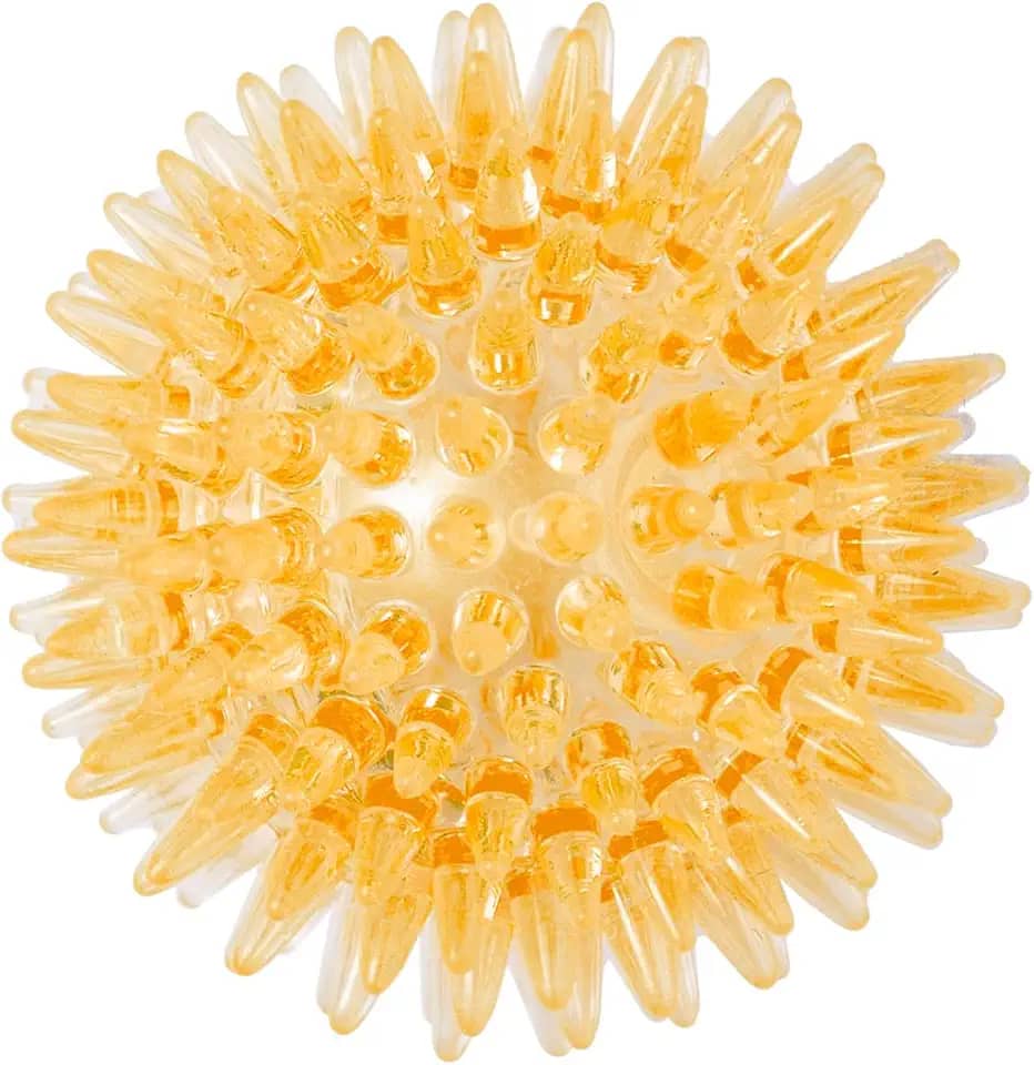 JAMBO PET Bolinha Para Cachorro Com Espinhos Macios Pequena Com Som Ideal Para Atividade Física, Facilita A Limpeza Dental E Fortalecimento Da Gengiva, Diversas Cores (Laranja)