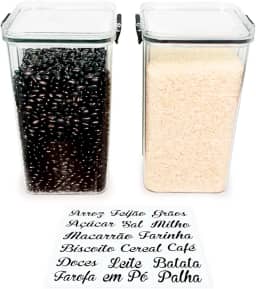 Kit 2 Pote de Mantimentos Quadrado Acrílico Slim 1.450 Litros Tampa com Trava