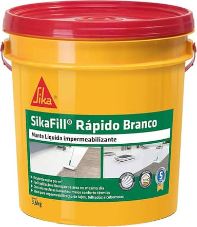 Sika - Impermeabilizante líquido - SikaFill Rápido Branco – Borracha Liquida - Fácil de aplicar - Galão 3,6 kg