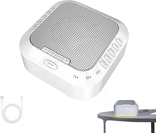 Máquina de Ruído Branco Portátil com 28 Sons Relaxantes - Recarregável USB, Temporizador para Dormir + Luz Noturna Suave - Ideal para Bebês, Crianças e Adultos
