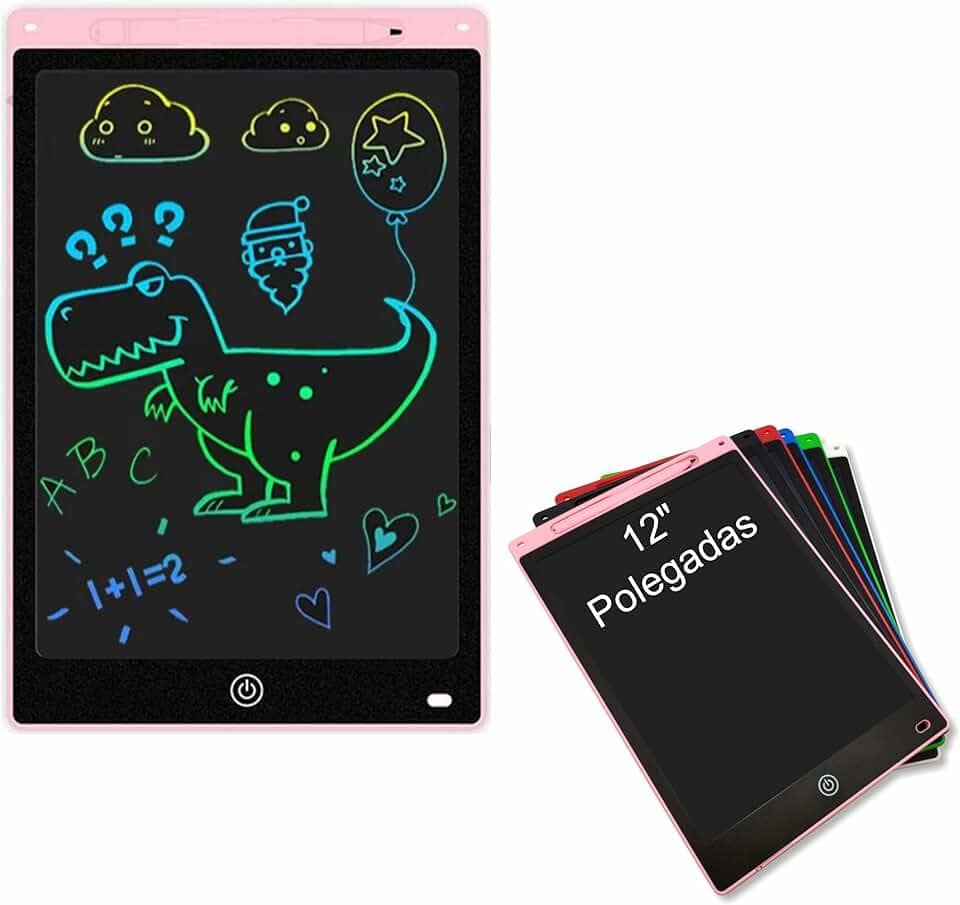 Lousa Mágica Digital Infantil 12" Polegadas Multicolorido Tablet Infantil Lcd Para Escrever e Desenhar (Rosa)