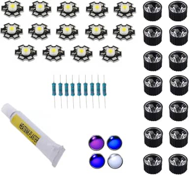 Kit led 3w para Luminaria Aquário Marinho Corais 80 Litros 45w azul royal branco 10000k UV