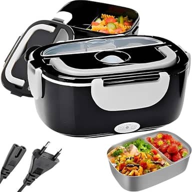 Marmita Elétrica Portátil 1,5L com Aquecimento Rápido e Tampa com Trava BiVolt 110V/220V Preta Premium