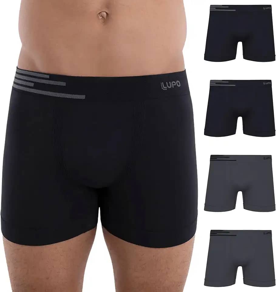 Kit 4 Cuecas Boxer Lupo Microfibra Poliamida Sem Costura Adulto Masculino