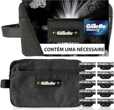 Kit Gillette Mach3 10 cargas + Necessaire, Higiene Pessoal, Cuidado com a barba, Lâminas e Aparelhos de Barbear