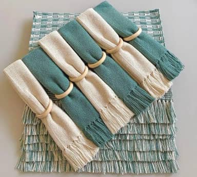 Jogo Americano Com Guardanapo De Algodão 6 Lugares Com Franjas Em Tear Mesa Posta Luxo (Diversas Cores) (Pistache)