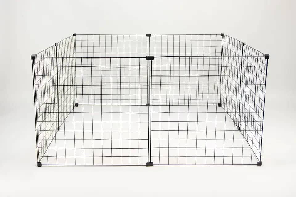 Cercadinho Cachorro,Porquinho Da Índia 120 cm (comprimento) x 120 cm (largura) x 60 cm (altura) Conectivos e Abraçadeiras (PRETO)