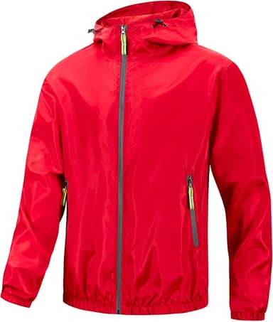 Jaqueta masculina refletiva para ciclismo corta-vento moda corrida viagem esportes casacos com capuz vermelho XGG