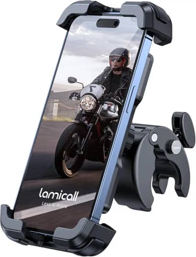 Lamicall Motorcycle Phone Mount, Bike Phone Holder - Upgrade Quick Install Handlebar Clip for Bicycle Scooter, Cell Phone Clamp