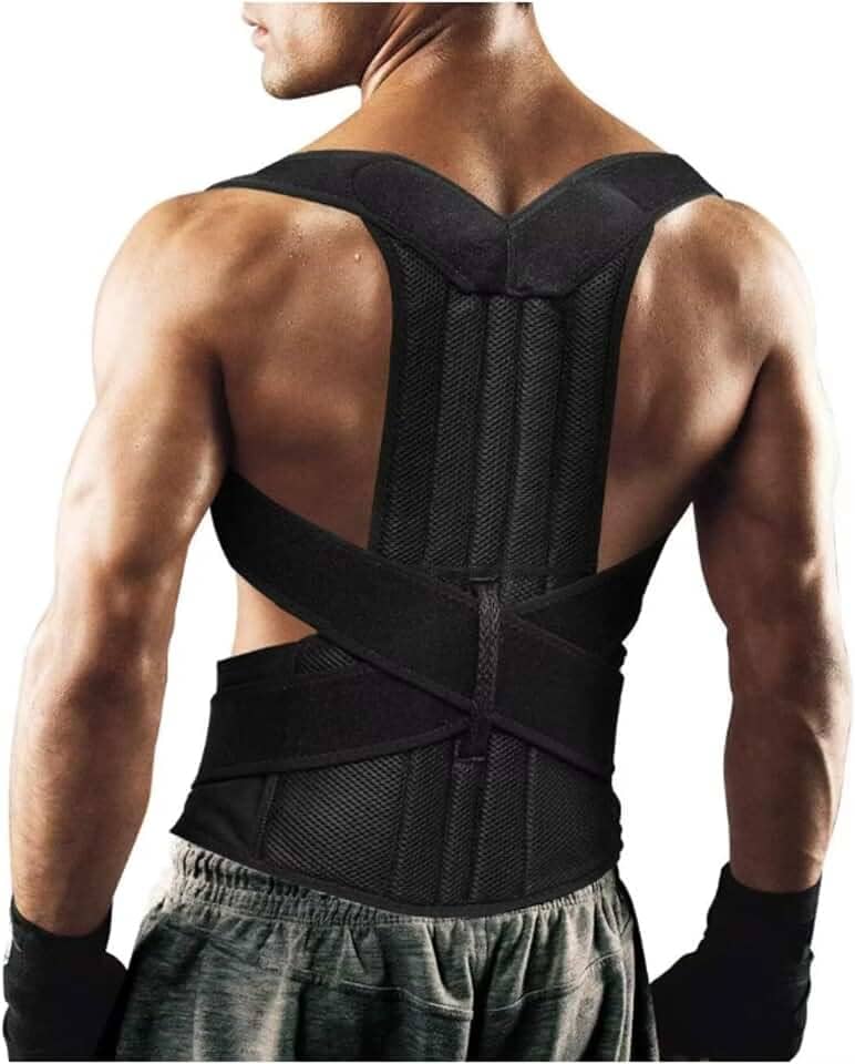 Colete Corretor Postural Ajustável, Suporte para Coluna e Ombros, Alívio de Dor nas Costas, Preto