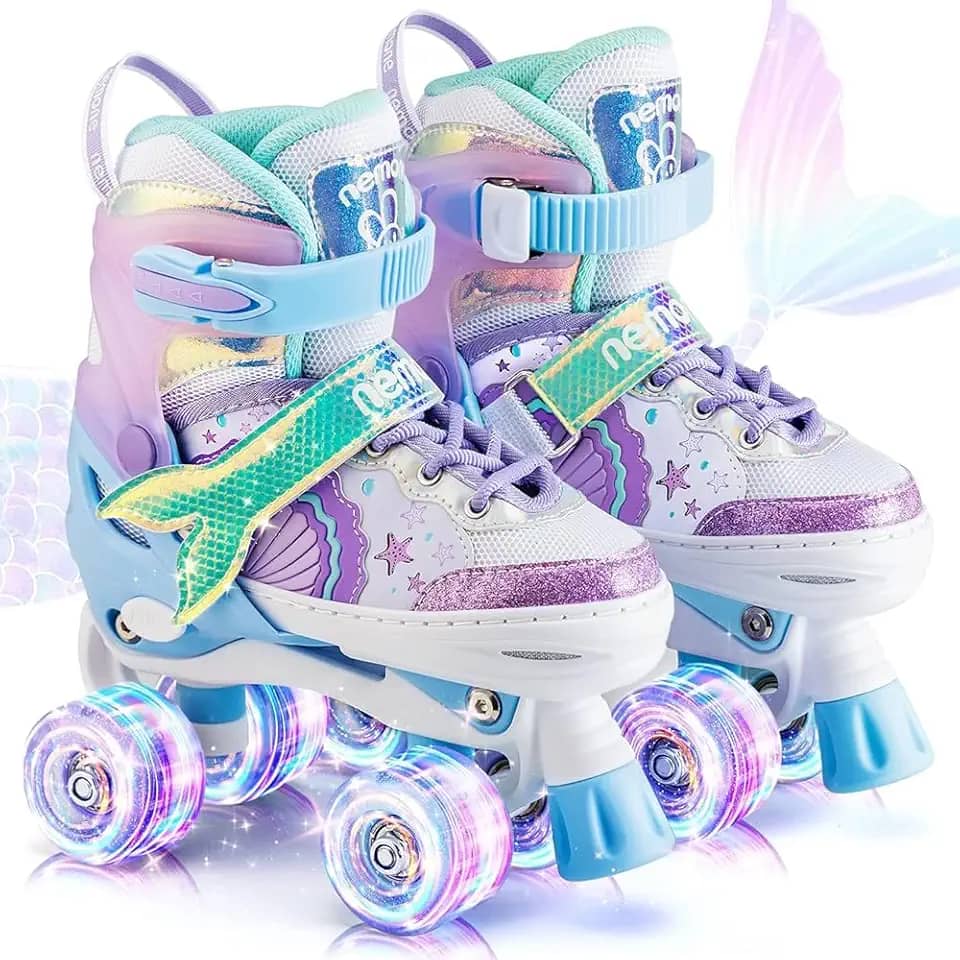 Patins 4 Rodas Roller Ajustavel Lindo Criança, Infantil patins para iniciantes, Com rodas iluminadas