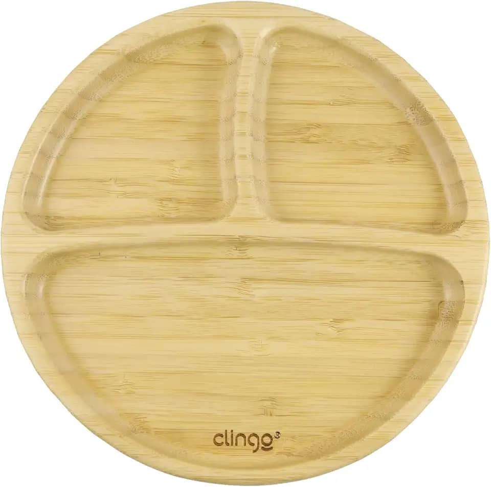 Clingo Prato De Bambu Com Divisório E Ventosa, Modelo: 3042