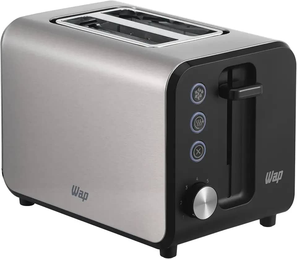 WAP Torradeira Elétrica WTE1 Inox com 7 Níveis de Tostagem, Desligamento Automático, Descongela e Reaquece, 900W 127V